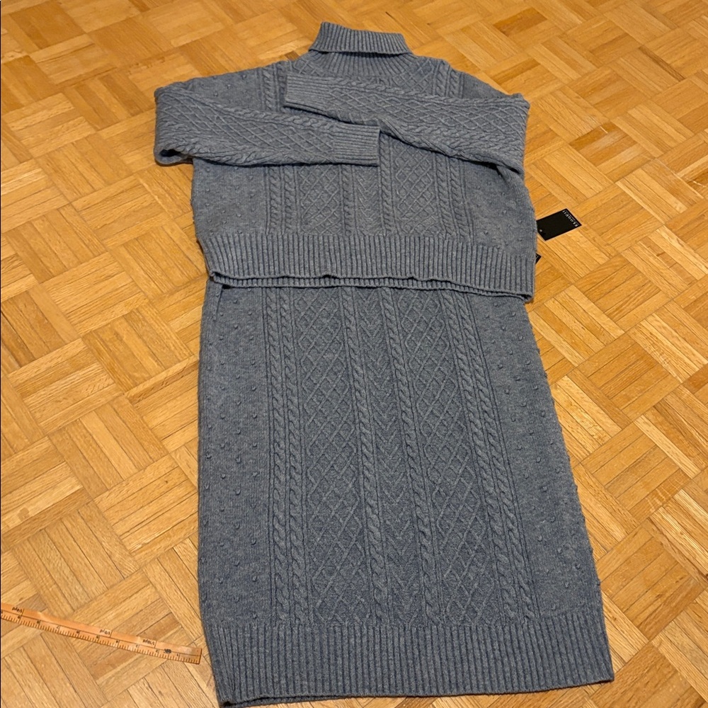 Eloquii Gray Cable Knit  skirt set